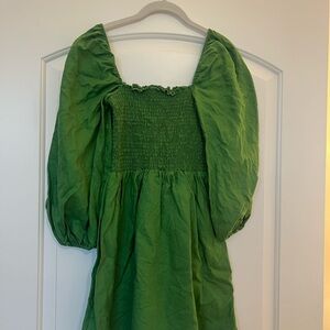Reformation Vibrant Green Linen Dress